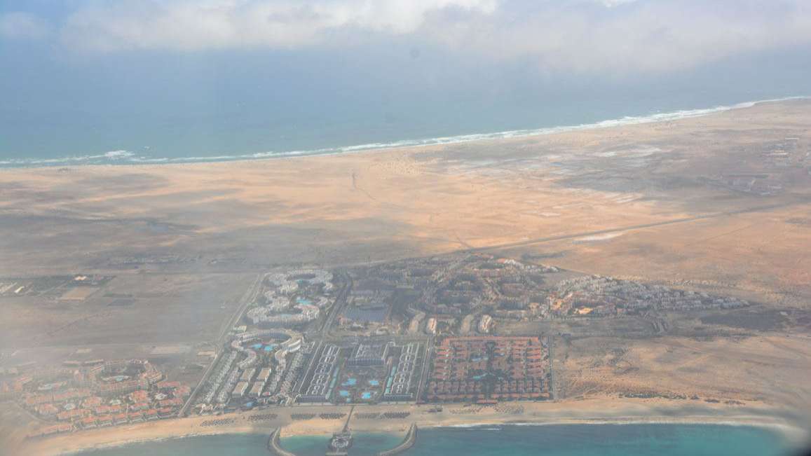 Anflug Sal - Blick auf die Melia-Hotels Anflug Sal - Blick auf die Melia-Hotels